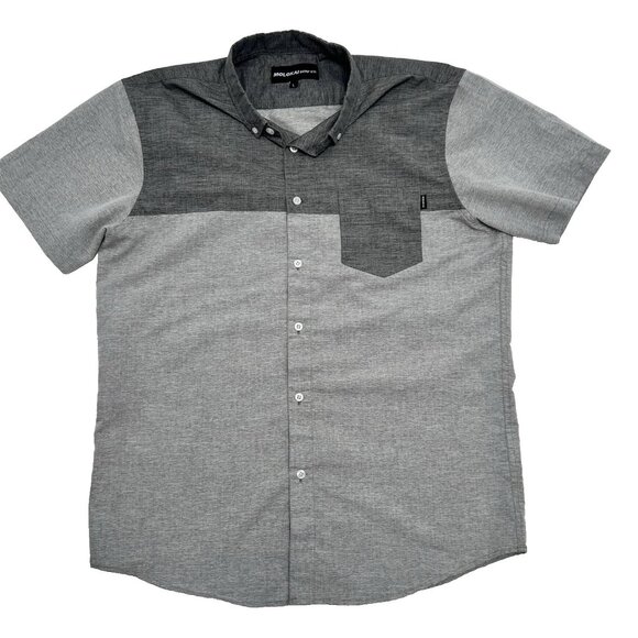 Molokai Surf Co Gray Short Sleeve Button Down Shirt Mens Size Large Surfing - Picture 1 of 10